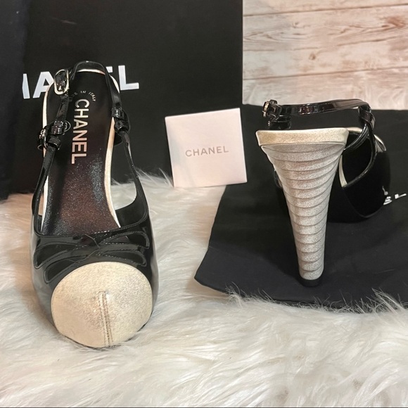 Authentic Chanel glitter Slingback heels h the - Picture 6 of 16